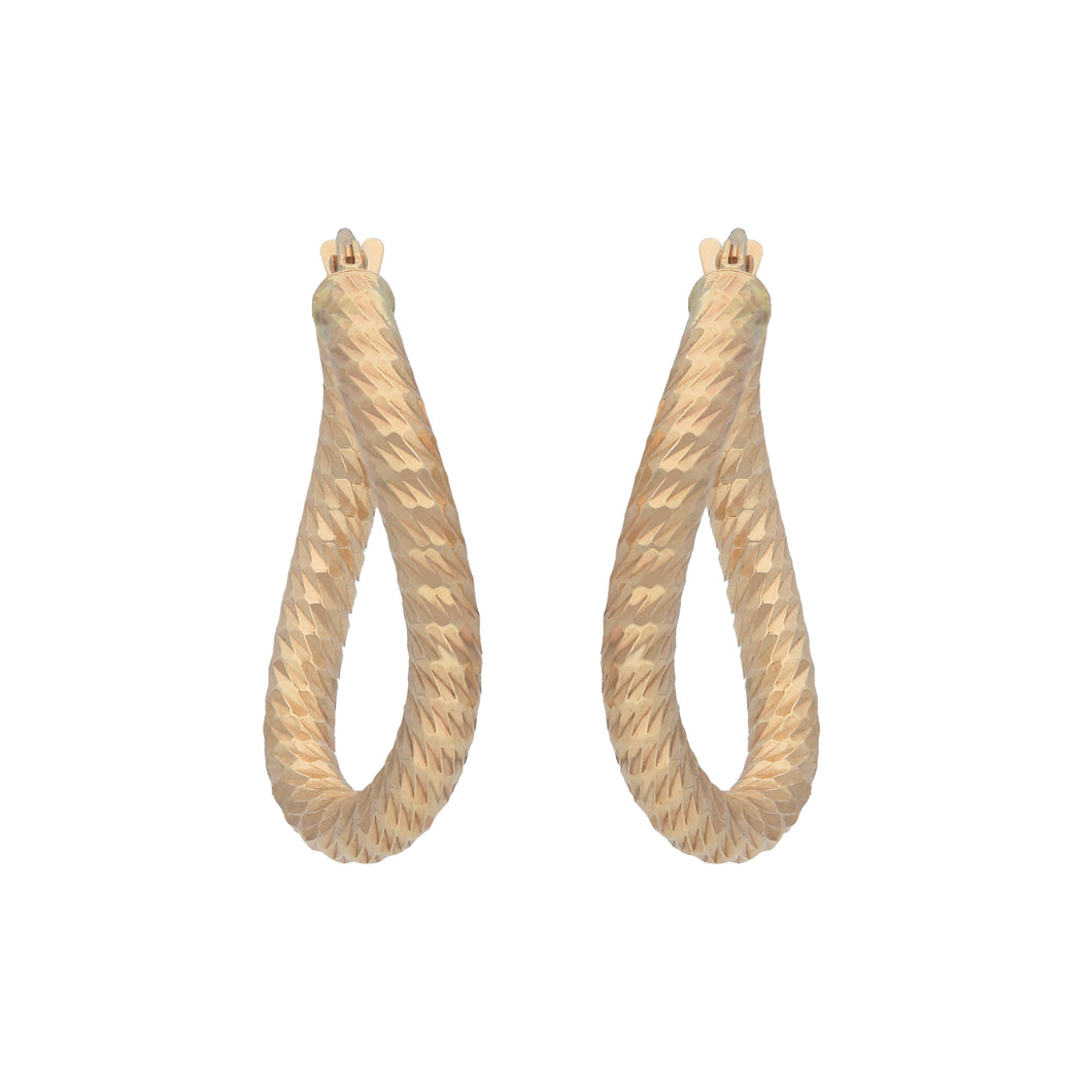 14K Wave Shiny Hoops