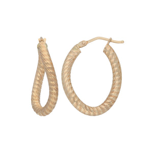 14K Wave Shiny Hoops