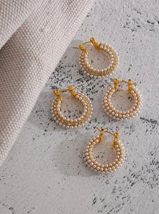 Pearl Sparkly Hoops