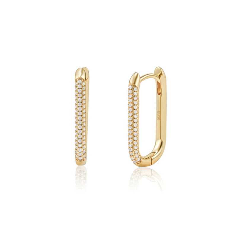 Long Pavé Paperclip Earrings