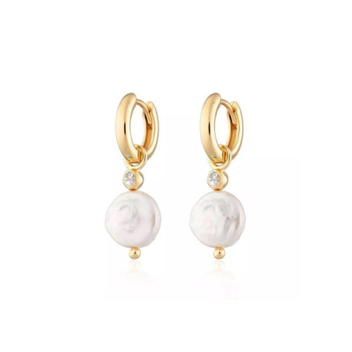 Solitaire Keshi Pearl Hoops