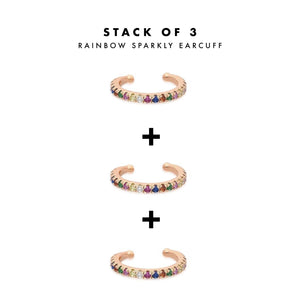 Rainbow Sparkly Earcuff Set