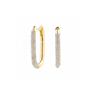 Long Pavé Paperclip Earrings